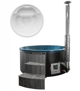 Acrylic tub with internal wood stove